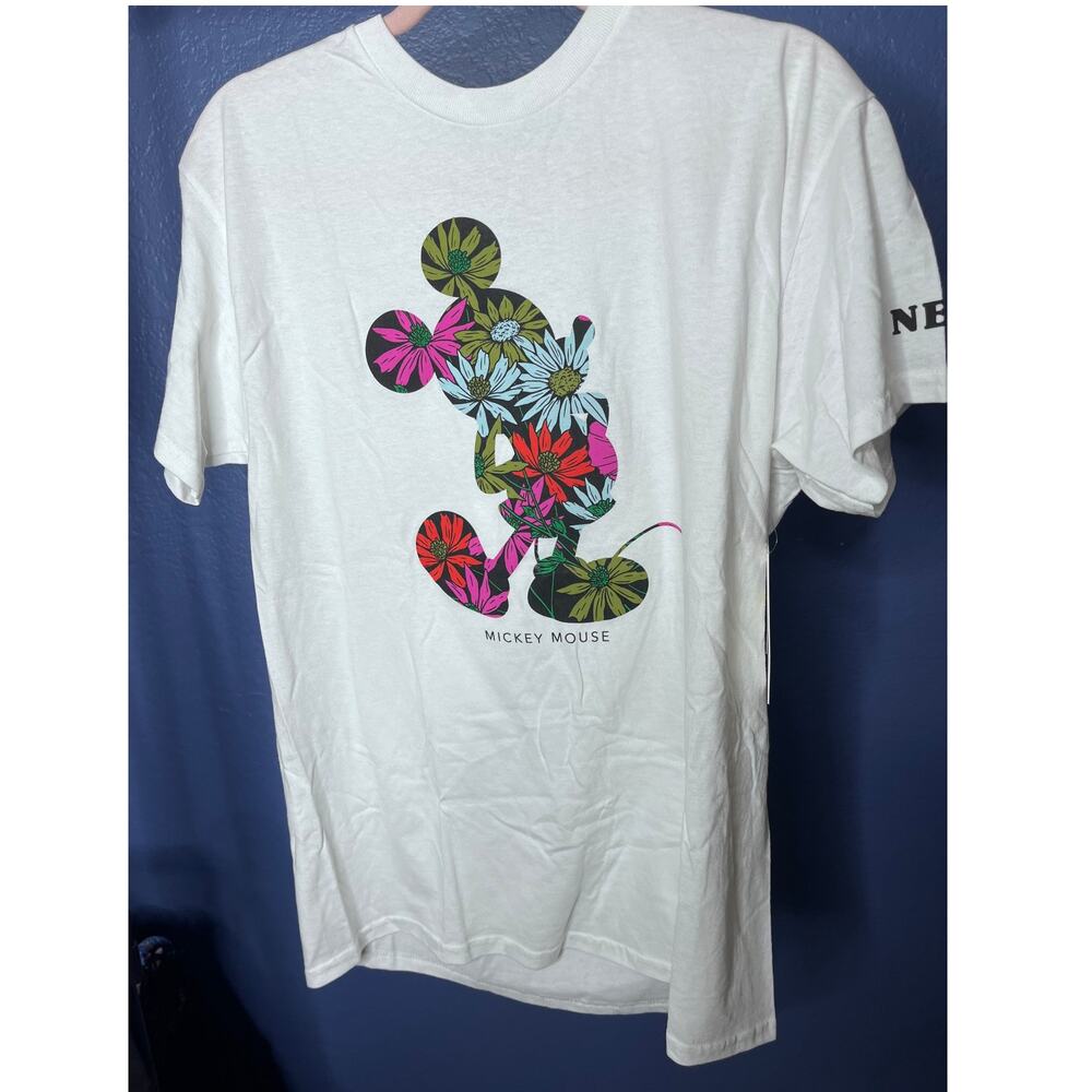 Disney x Neff Mickey Mouse Floral Multicolor Graphic Tee White Men’s Medium NWT